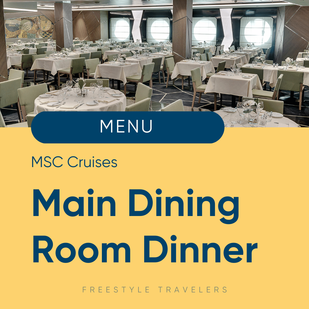 MSC Cruises Main Dining Room Dinner PDF Menus - Dining Times, Seating, Dress Code, &amp; More Information