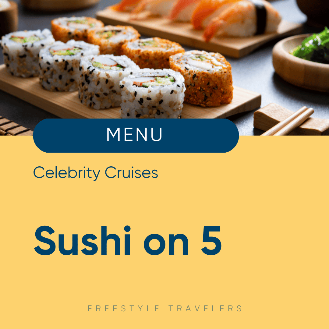 Celebrity Cruises Sushi on Five PDF Menu &amp; Prices
