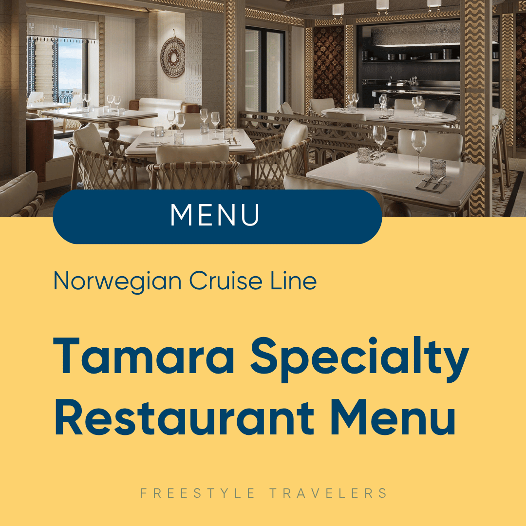 Norwegian Cruise Line Tamara PDF Menu with Prices