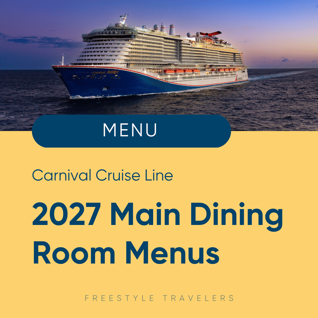 Carnival Cruise Line 2027 Main Dining Room Menus - Daily PDF Menus &amp; Dining Guide