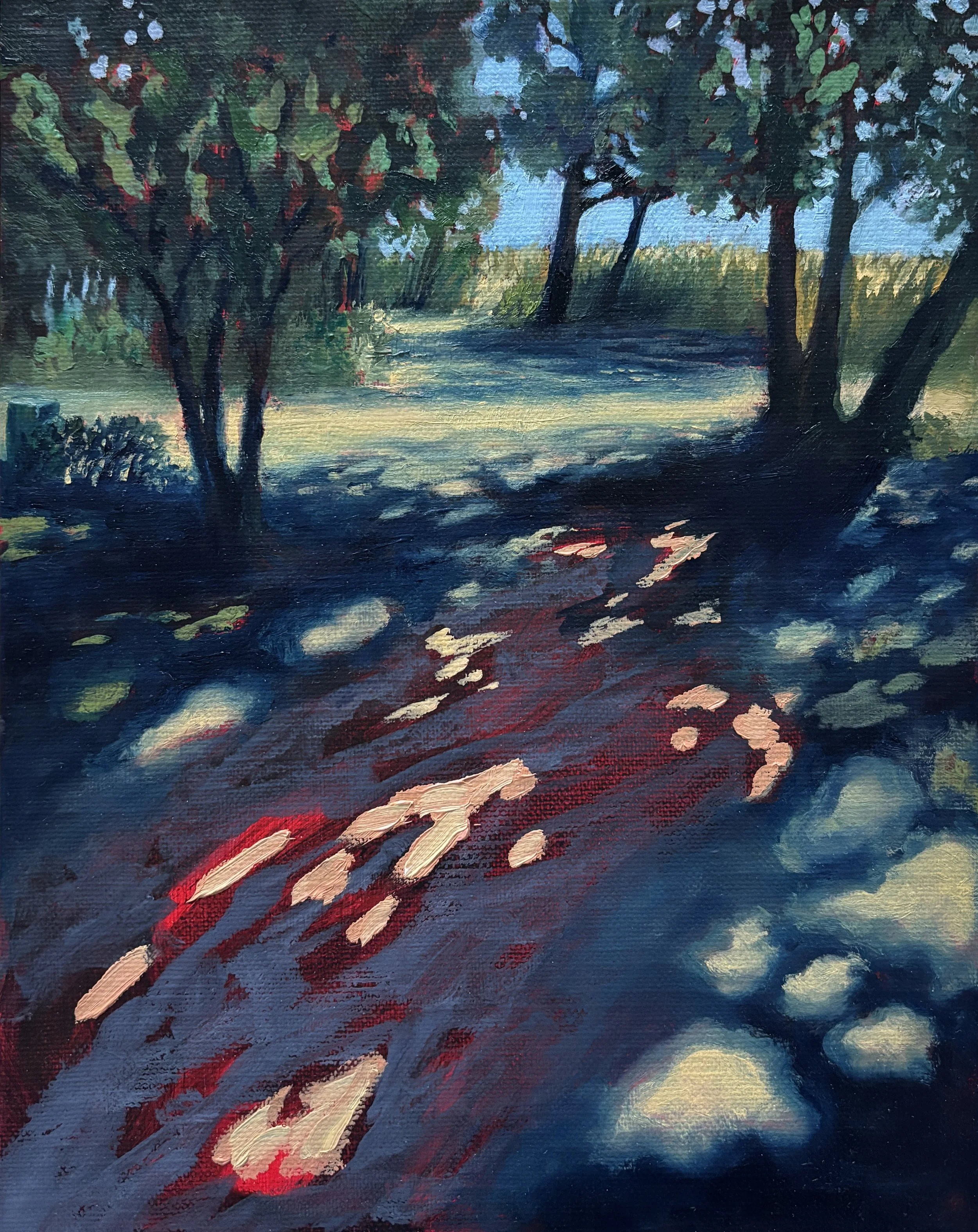 Through the shadows, 2025, oil on canvas, 24 x 19 cm