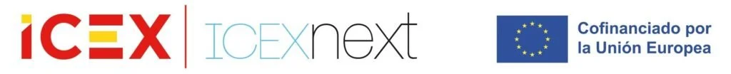Logotipo de ICEX ICEX Next y de la Unión Europea con texto en español.