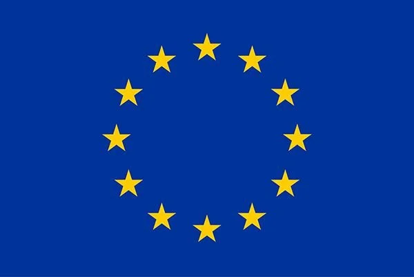Flag of the European Union with a blue background and yellow stars in a circle