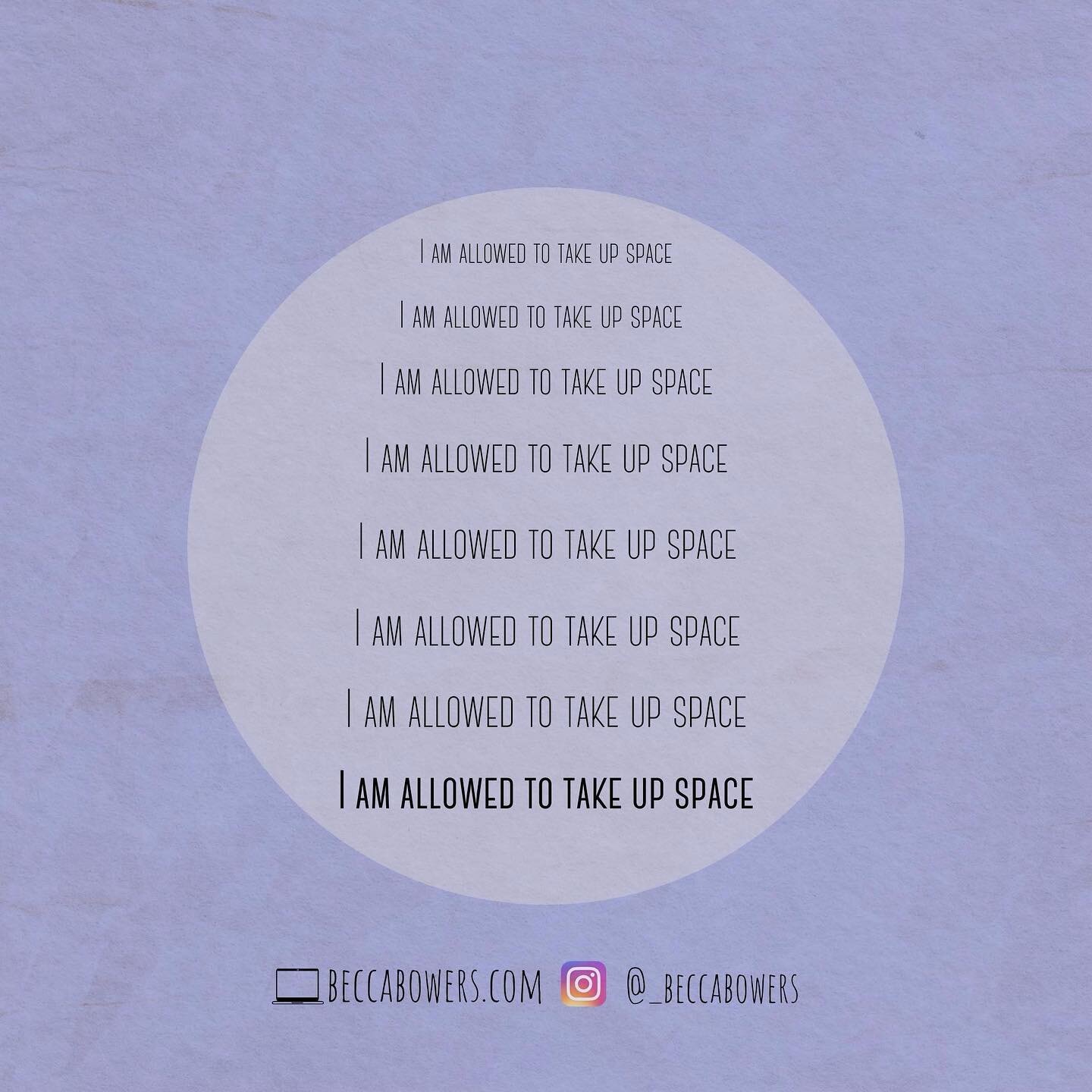 YOU ARE ALLOWED TO TAKE UP SPACE. 

I love reminding people of this. There are so many spaces in our life where we make ourselves smaller just to fit the needs of others. Majority of the time we aren&rsquo;t doing this because we want to, we are doin