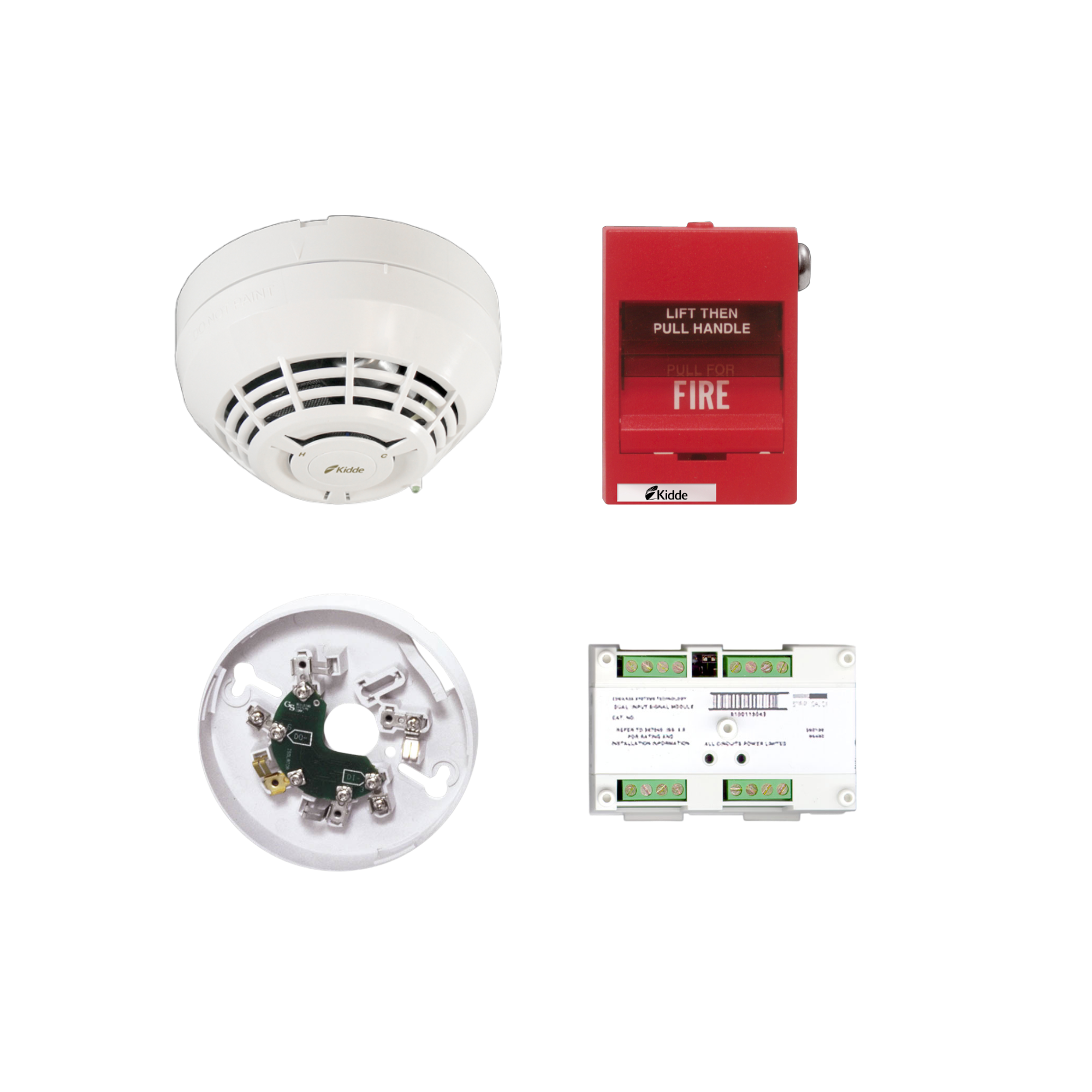 White Kidde smoke detector with heat sensor, viewed from below