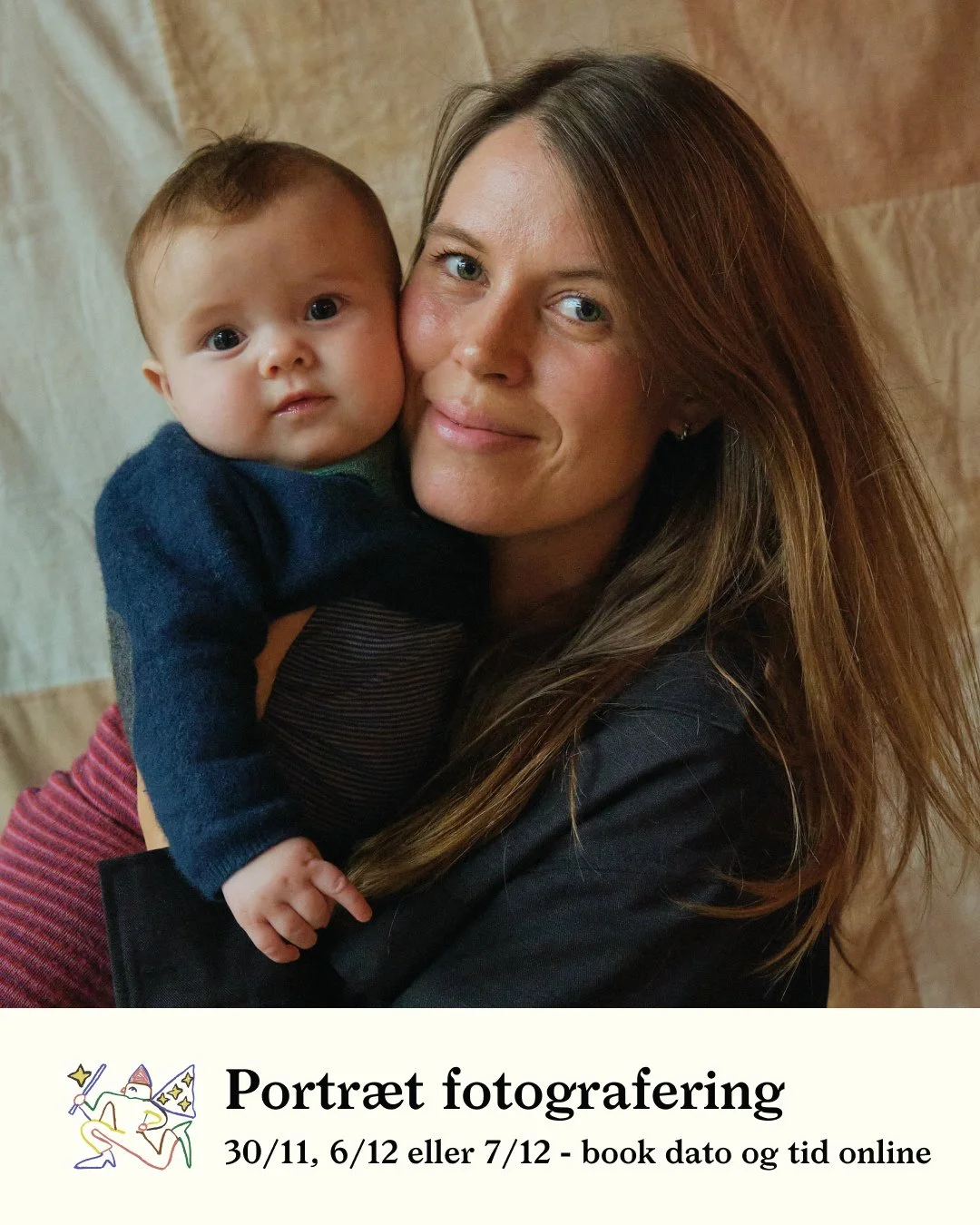 Vi f&aring;r bes&oslash;g af den dygtige fotograf Amalie Ivalo, som tilbyder hyggelige mini-fotosessions i vores lyse lokaler med det flotte naturgardin som baggrund.⁠
⁠
Kom, som I er &ndash; og f&aring; taget smukke, naturlige billeder, der passer p