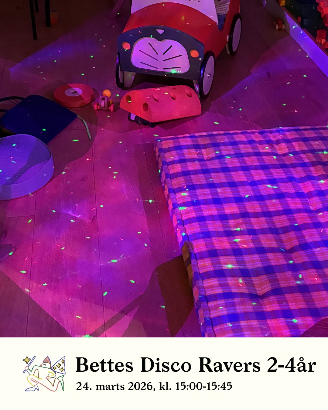 Disco Ravers ✨⁠
⁠
A lively, music-led and sensory class for toddlers and their grown-ups 💜⁠
We sing, dance, explore rhythm and movement &mdash; with bubbles, lights and playful props along the way.⁠
⁠
Perfect if your child loves music and movement. 