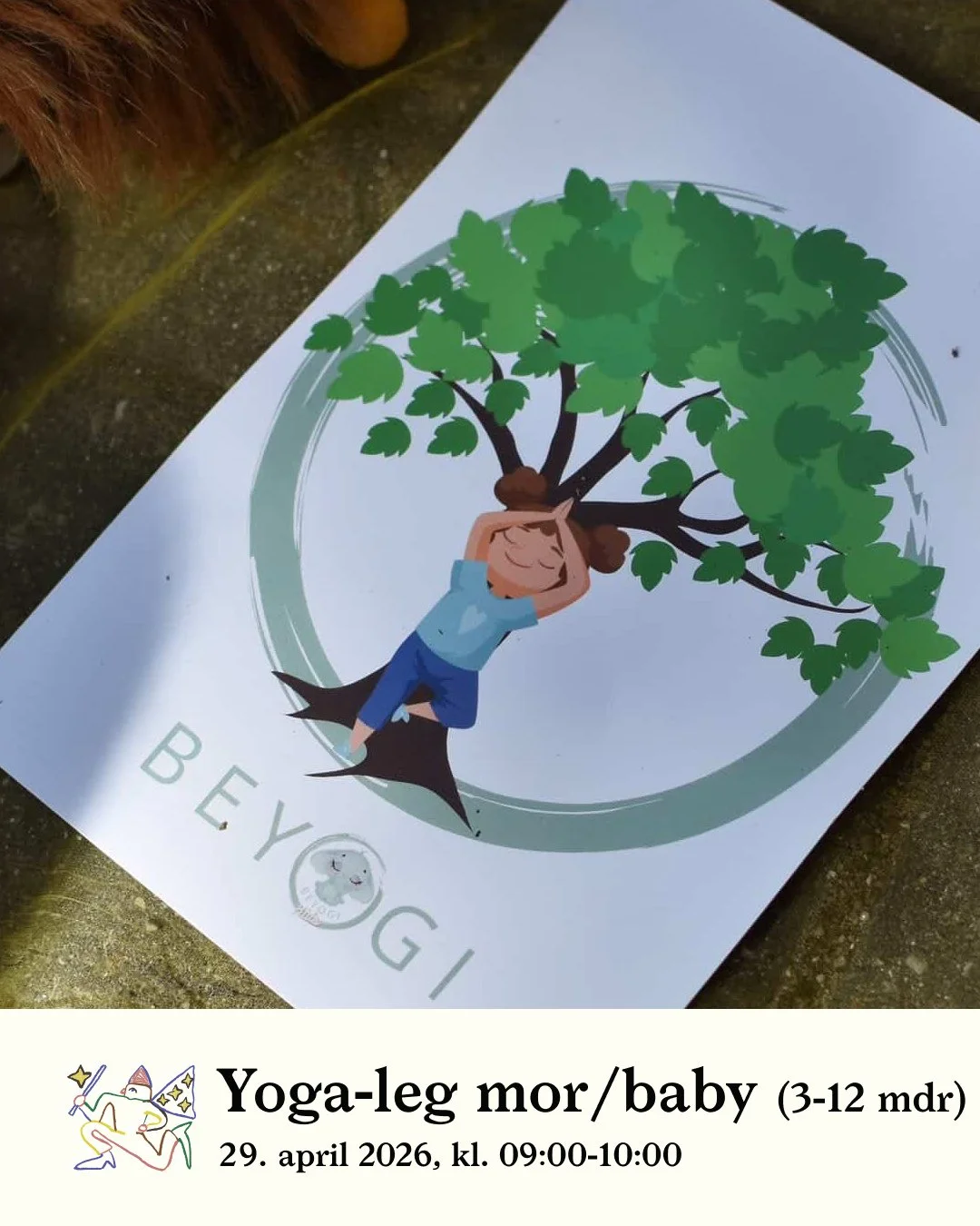 Yoga-leg for mor &amp; baby ✨⁠
(3&ndash;12 m&aring;neder)⁠
⁠
En hyggelig stund med yoga, leg og n&aelig;rv&aelig;r for b&aring;de mor og baby.⁠
Vi arbejder med blide &oslash;velser og afsp&aelig;nding for mor &ndash; mens baby stimuleres gennem babyy