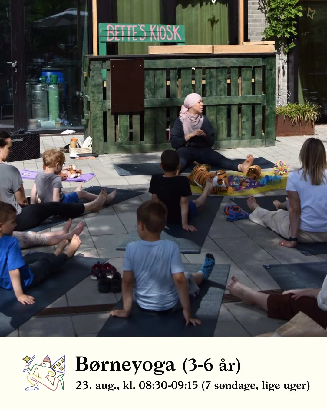 B&oslash;rneyoga hos Bette 🧘&zwj;♀️✨⁠
⁠
Nadia og Lea fra Beyogi tager b&oslash;rnene med p&aring; en sjov og sanselig yogarejse fyldt med leg, musik, bev&aelig;gelse og n&aelig;rv&aelig;r.⁠
⁠
Gennem kreativ historiefort&aelig;lling styrkes b&oslash;