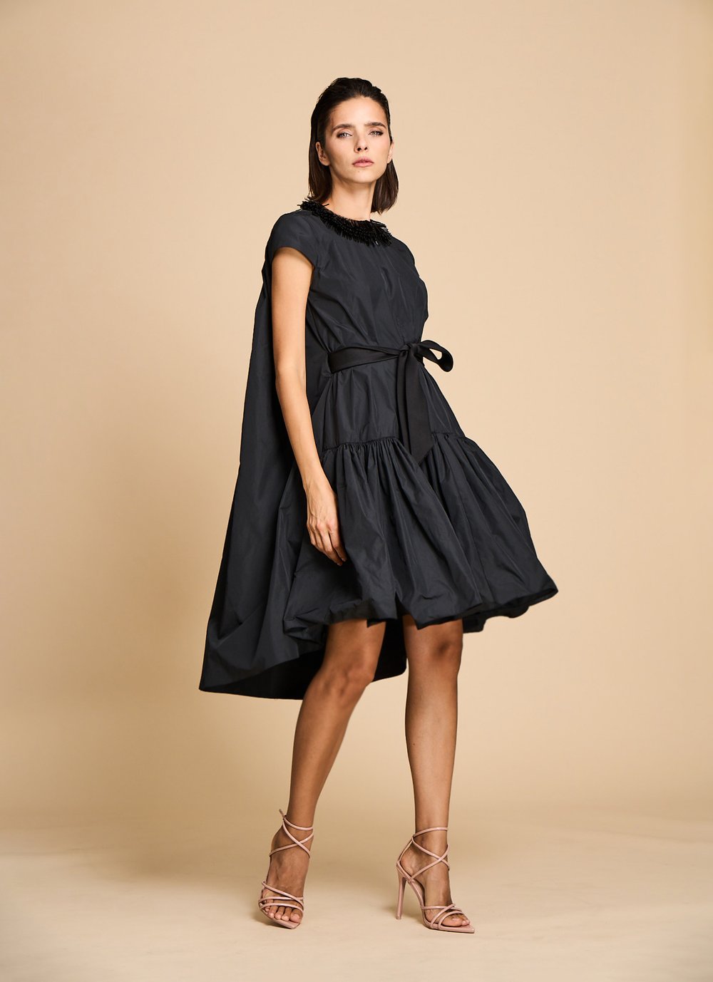 Black Taffeta Trapeze Dress — Verdavainne