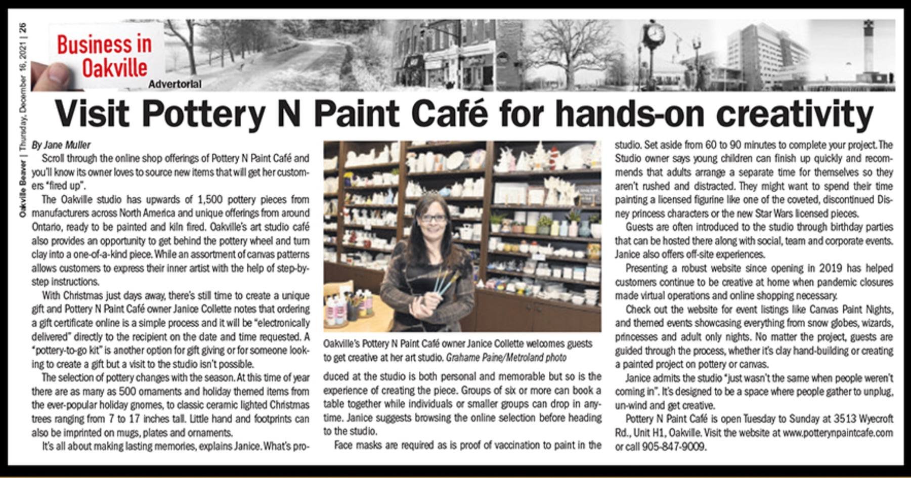Visit Pottery N Paint Cafe for hands-on creativity