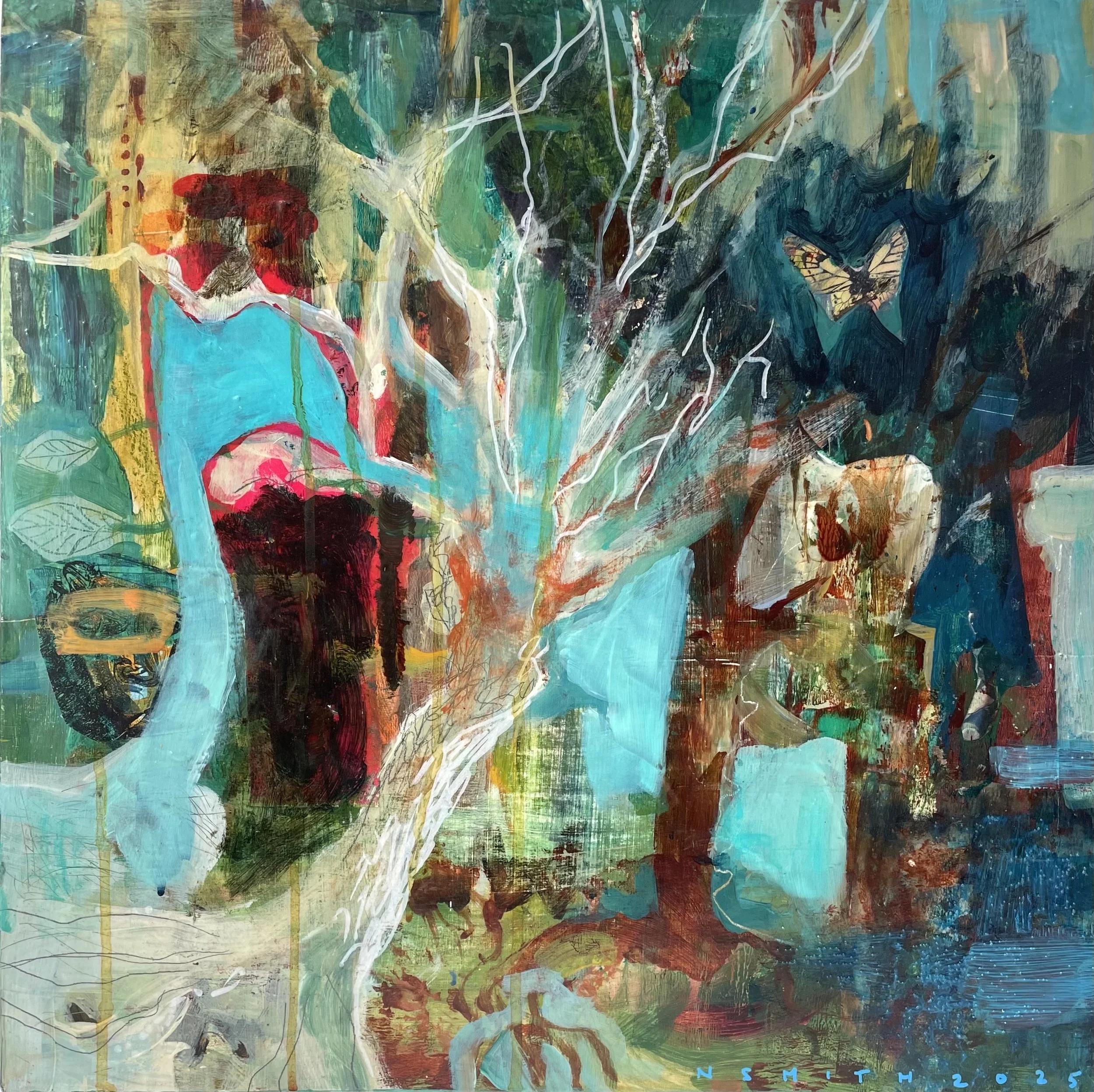 Foresting
mixed media on wood. 44 x 44cm £650