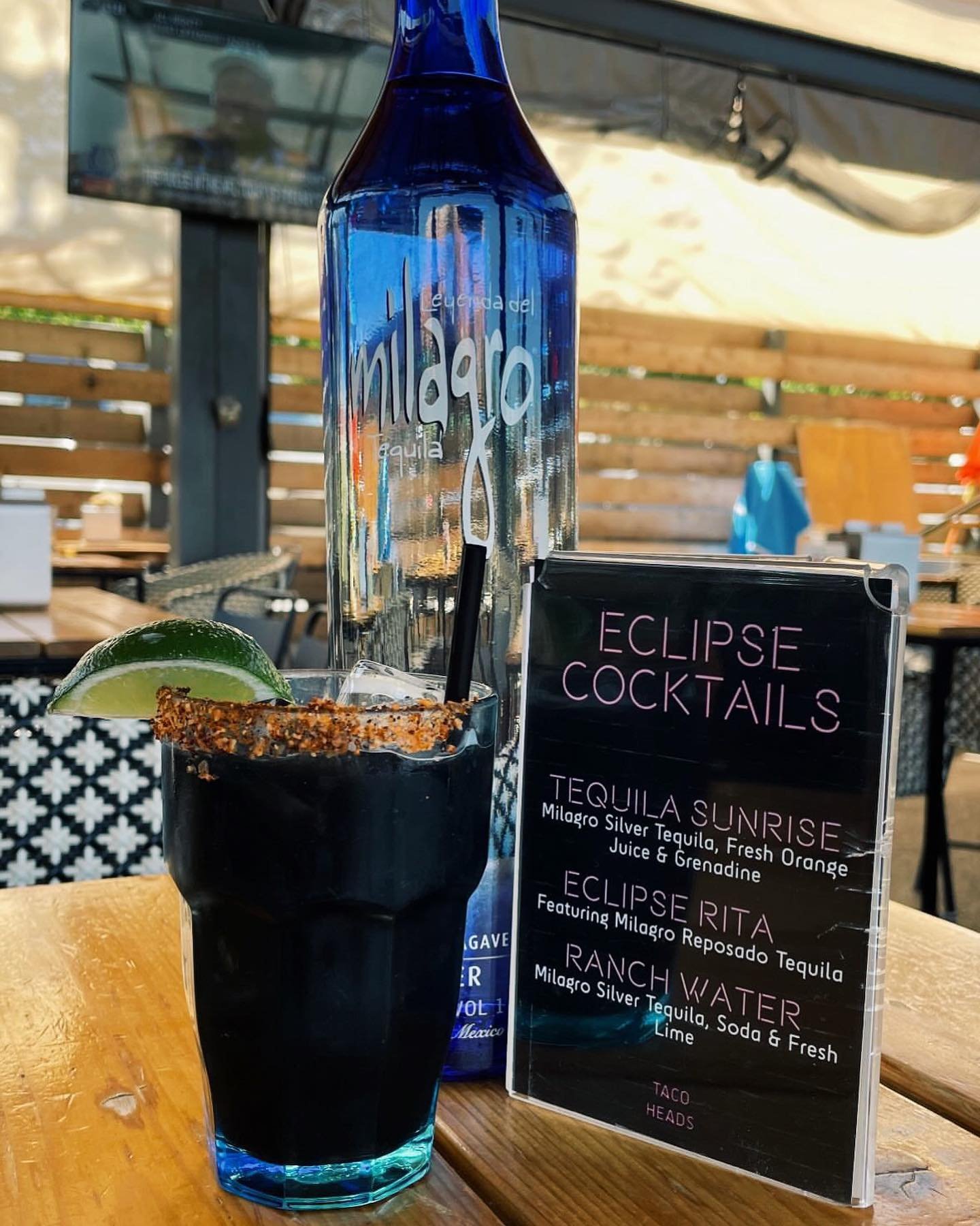 The sun doesn&rsquo;t have to be the only one blacking out this afternoon 🤪 $5 #ECLIPSERITAS &amp; other @milagrotequila cocktails available TODAY ONLY 

**FREE eclipse glasses available for the first 75 customers 😎