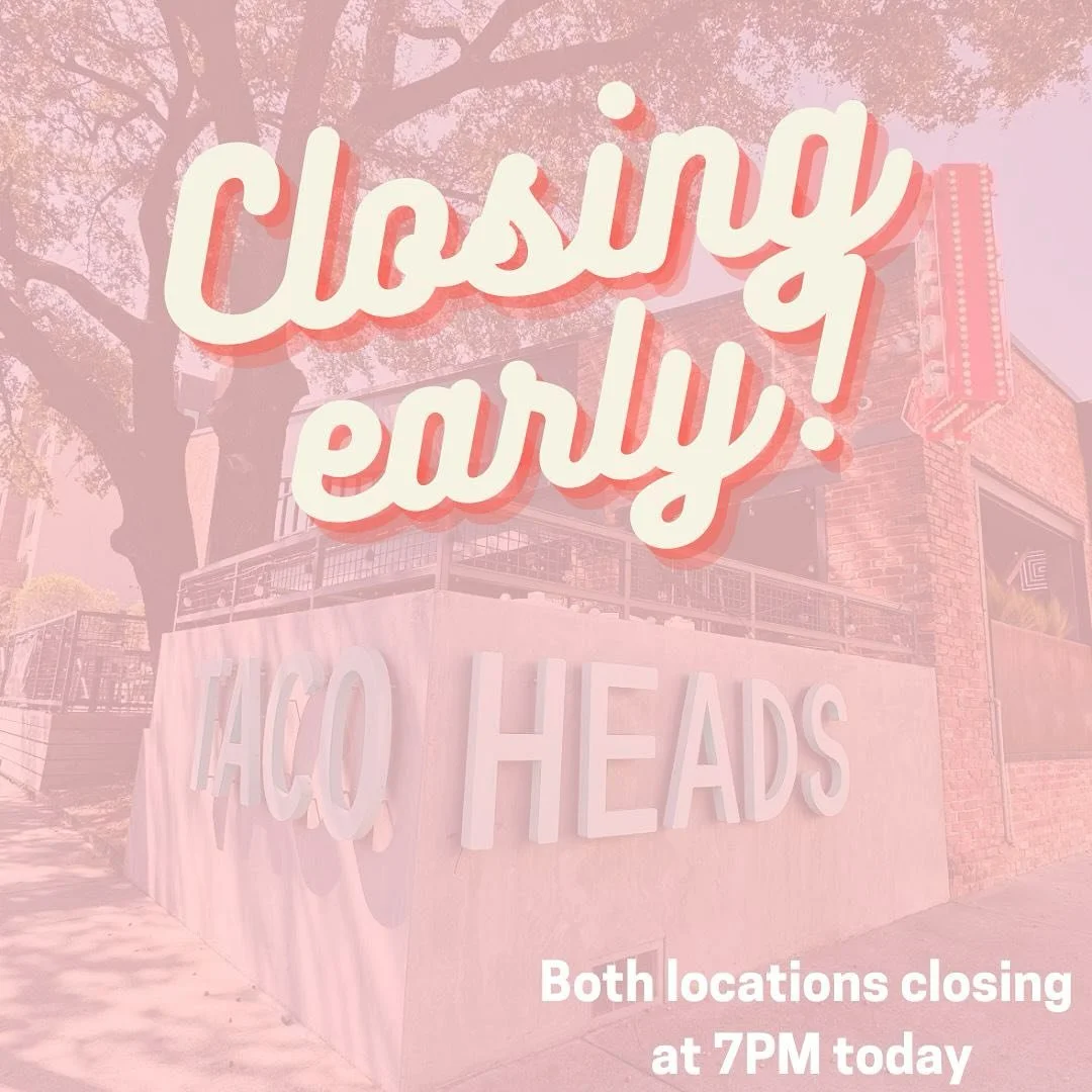 Heads up! Both locations will be closing at 7PM tonight as we host an employee appreciation event for our staff 🫶🏼 nothing we do would be possible without them! 

We appreciate your understanding &amp; will resume regular operating hours tomorrow ?