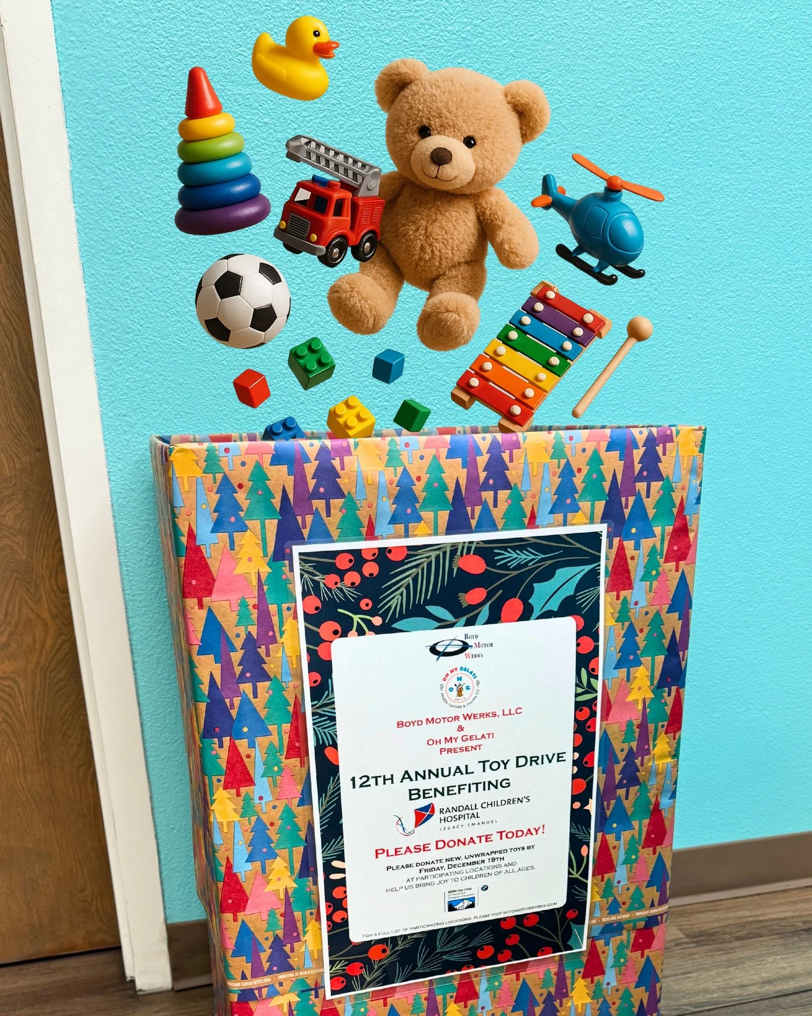 Let's make this the best year yet! 🧸🚗🪀
We have a week left to donate New, Unwrapped Toys! Donation boxes will be picked up on Friday, December 19th.

Thank you for the support in Boyd Motor Werks' 12th annual #ToyDrive!!!
We participate every year