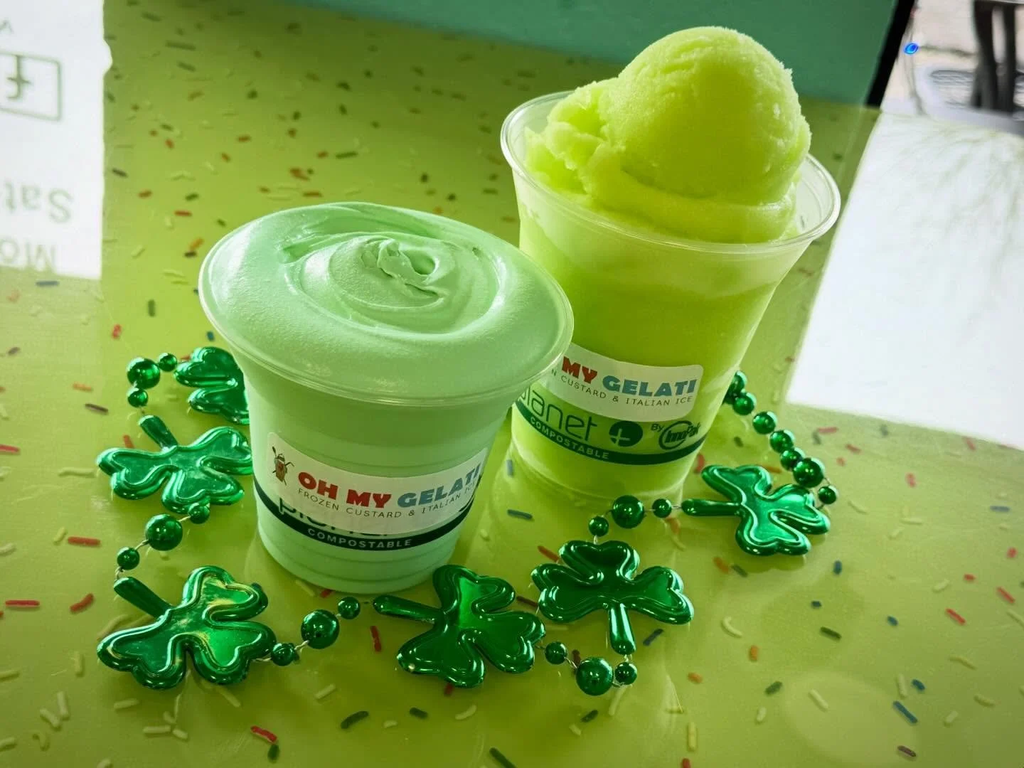 We&rsquo;re open til 9pm! Happy St. Paddy&rsquo;s day! 🍀

#StPatricksDay #OhMyGelati #Gelati #ItalianIce #FrozenCustard