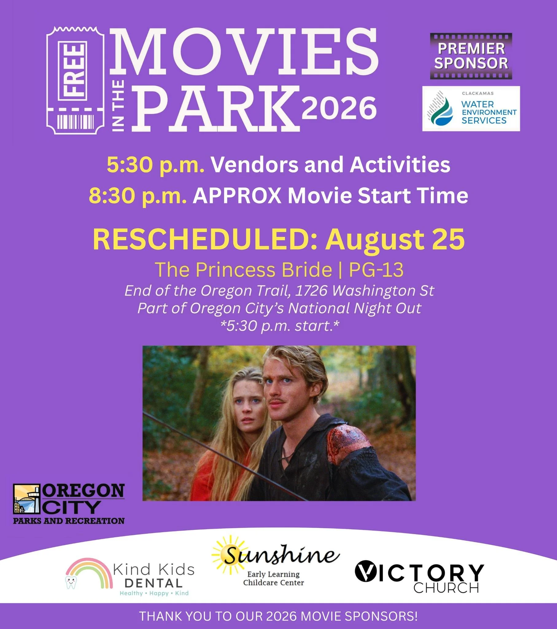 Great news! 🎬🍦 National Night Out &amp; Movies in the Park has officially been rescheduled for Tuesday, August 25!

We&rsquo;re happy to share that we&rsquo;ll be there serving up your favorite frozen treats starting at 5:30 p.m. Come see us before