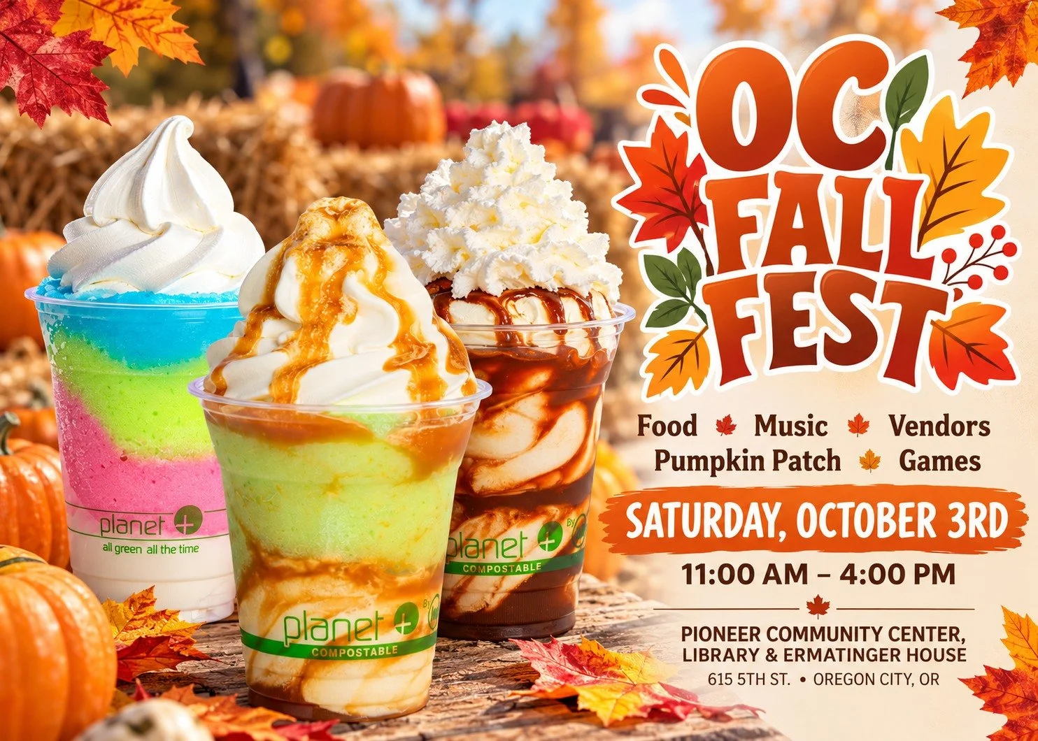 🍂 OC Fall Fest is THIS SATURDAY! 🍂

Come see us for your favorite frozen treats and enjoy all the fall fun! 🎃🍦 We&rsquo;ll be there rain or shine, so come say hi! 🌦️🧡

#OCFallFest #OregonCity #OhMyGelati #FrozenTreats #RainOrShine