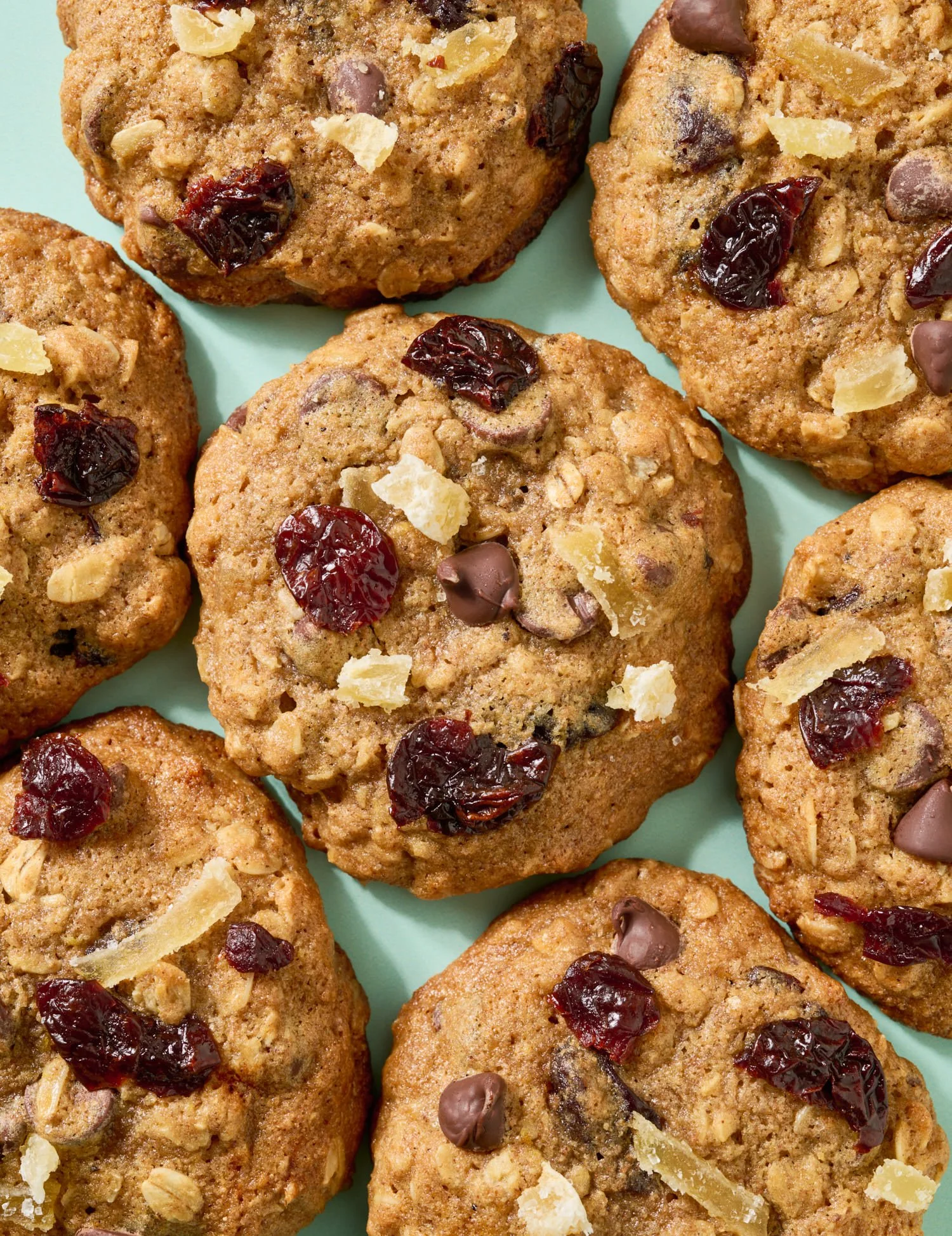 Ginger-Oatmeal Chocolate Chip Cookies with Cherries