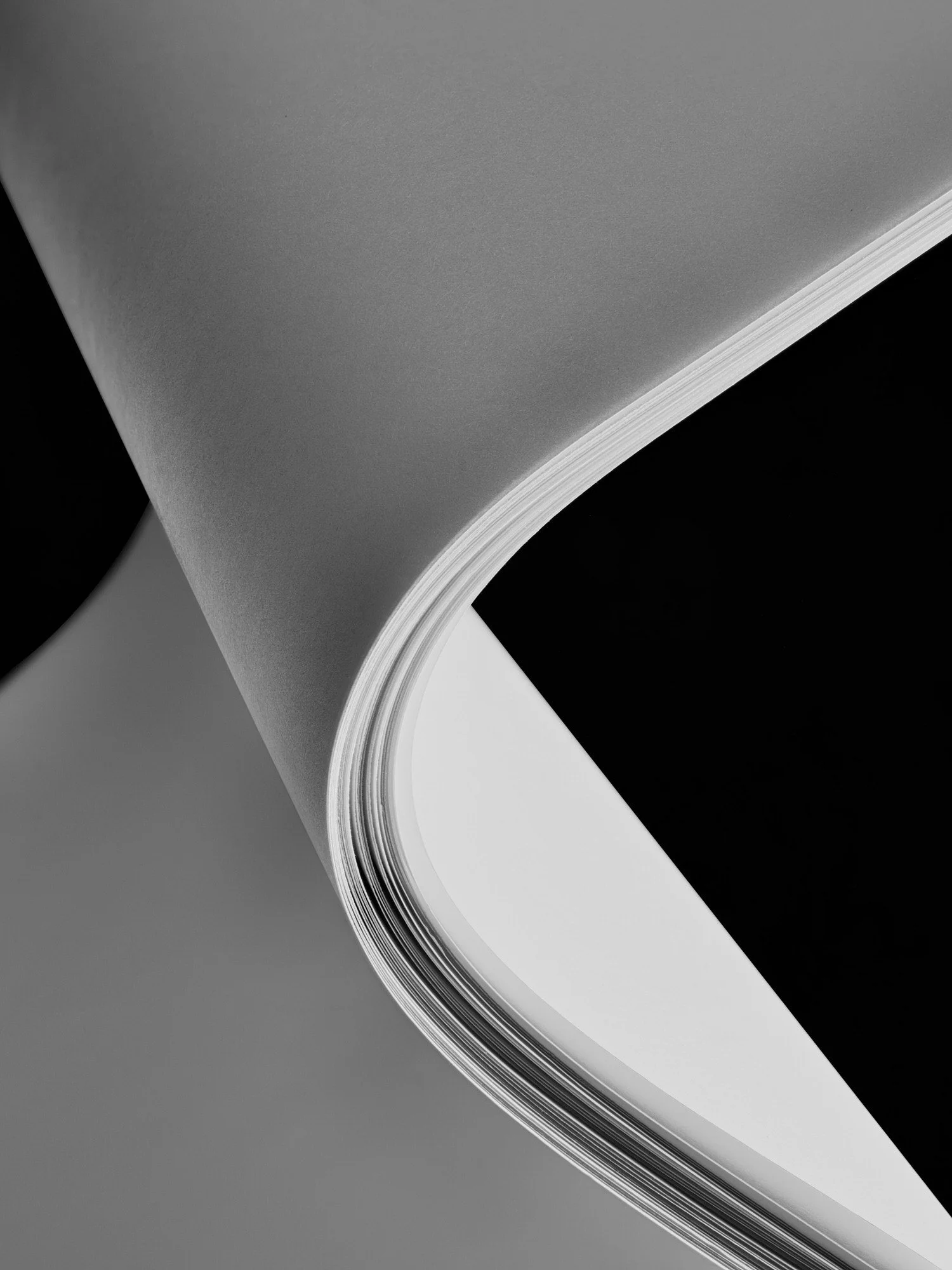 Curve upon curve with strong angles to provide structure. Black and white paper photography with an edge.
