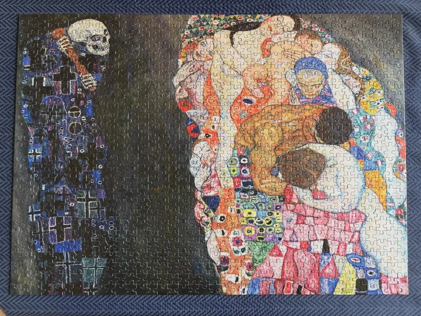 Tod und Leben (Death and Life), Gustav Klimt. The first time I saw this painting at the Leopold Museum in Vienna, I stood there for a long time and couldn't stop crying. Still hits hard. Had lots of time to contemplate it while completing the huge da