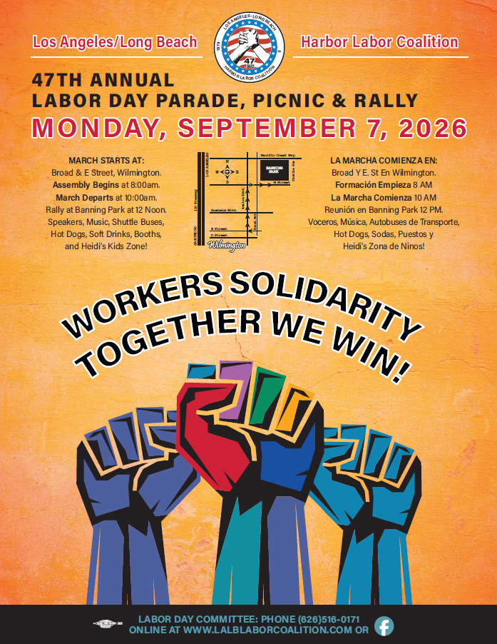 Monday, September 7, 2026 - 47th Annual Labor Day Parade, Picnic & Rally