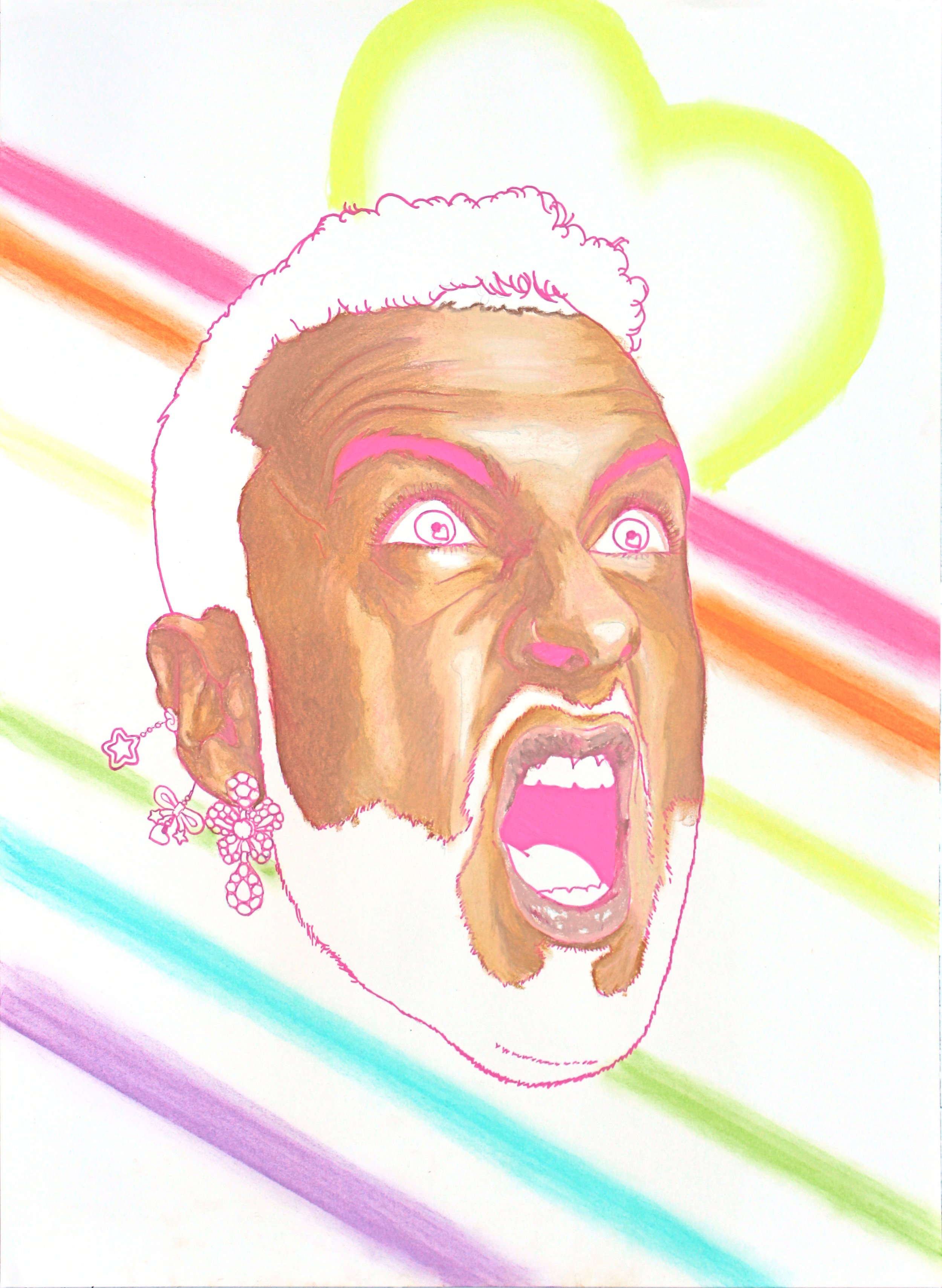 The Death of Wolfe, 2026. Chalk pastel and acrylic marker on paper -- 18 x 24 in