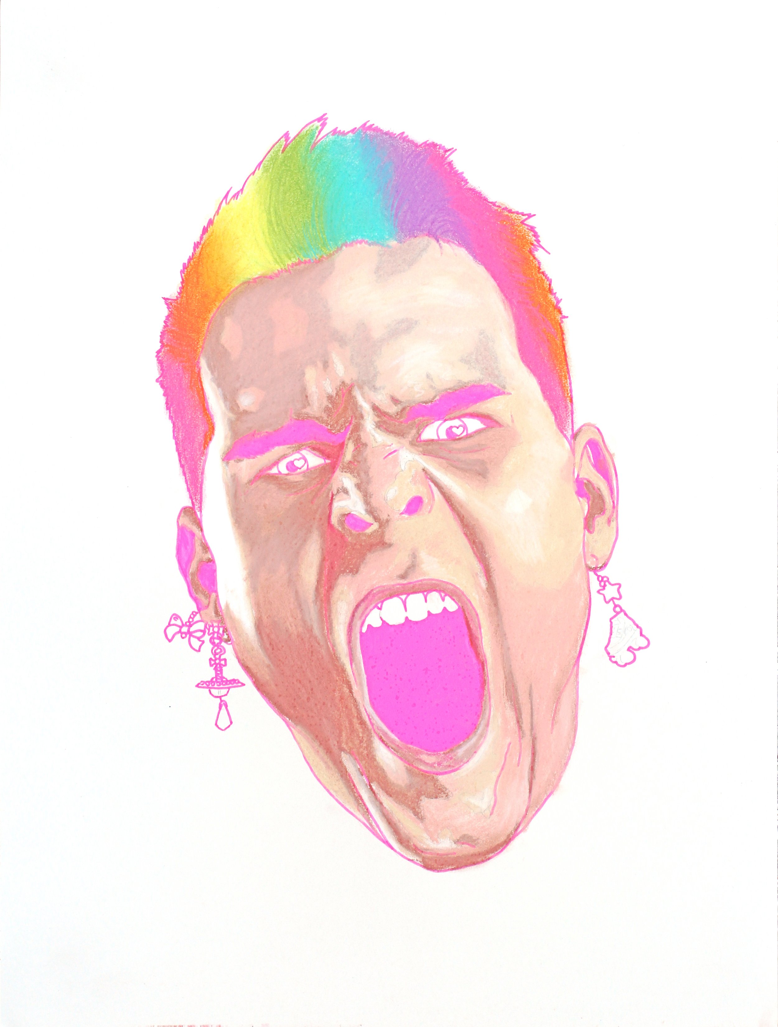 The Death of Chatham, 2026. Chalk pastel and acrylic marker on paper -- 18 x 24 in