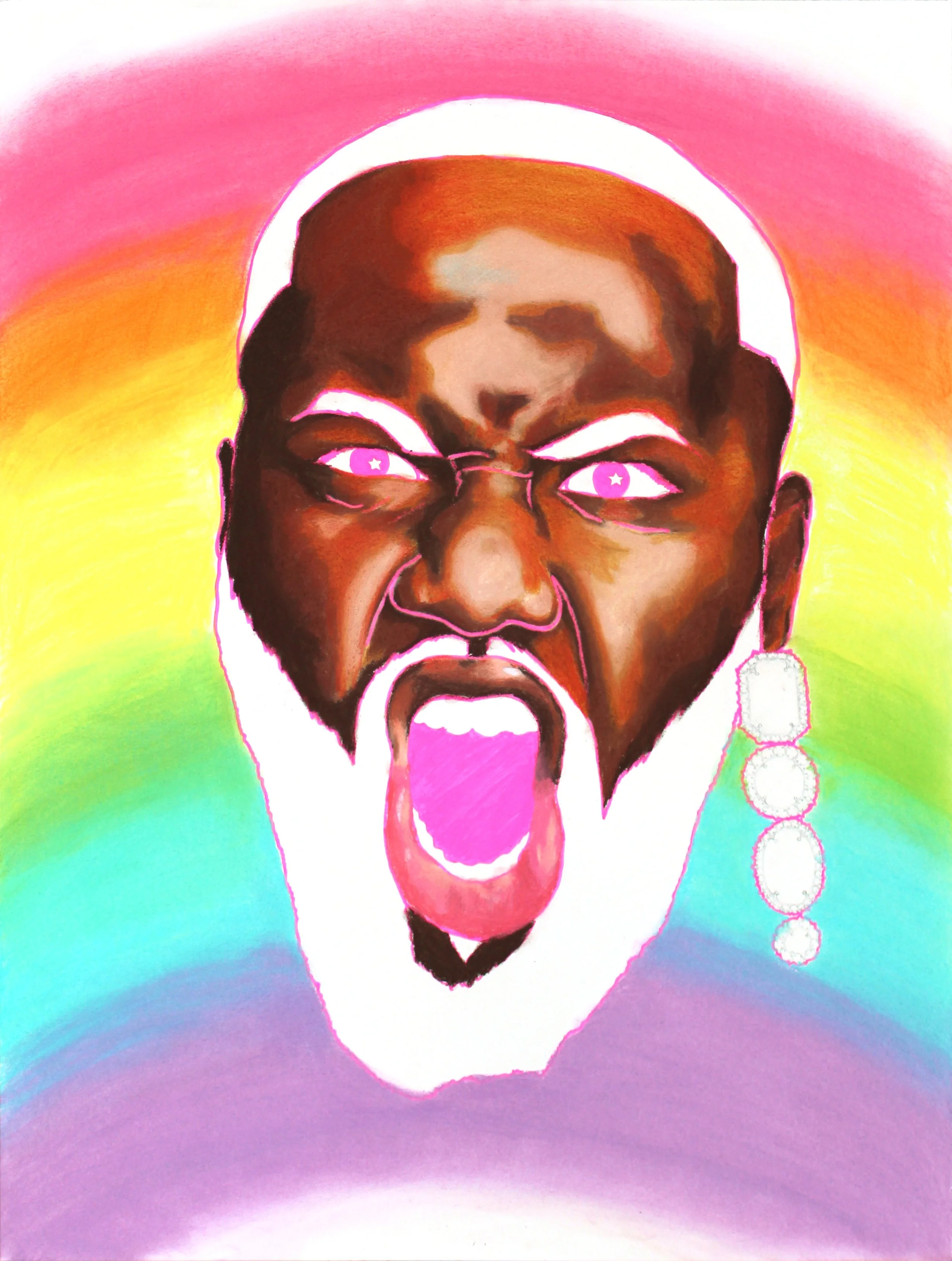 The Death of Warren, 2026. Chalk pastel and acrylic marker on paper -- 18 x 24 in