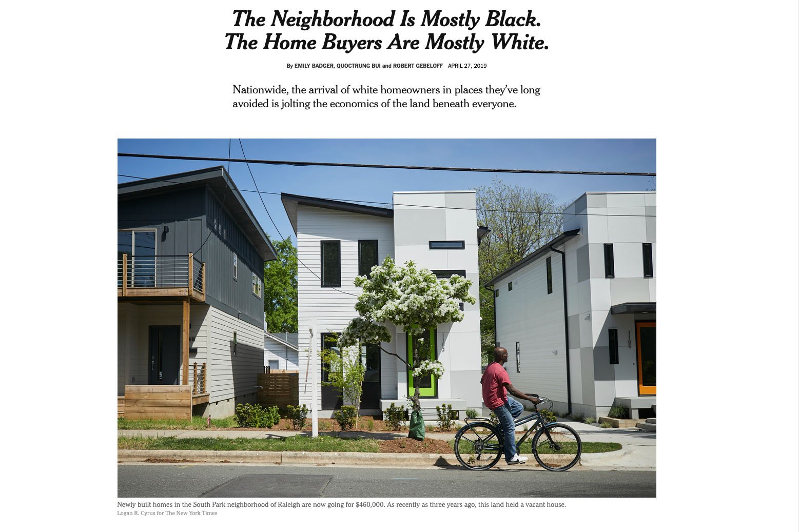   Photography and Video:   Logan Cyrus    Photo Editing and Production:  Stephen Reiss   Story:   The Neighborhood Is Mostly Black. The Home Buyers Are Mostly White.   