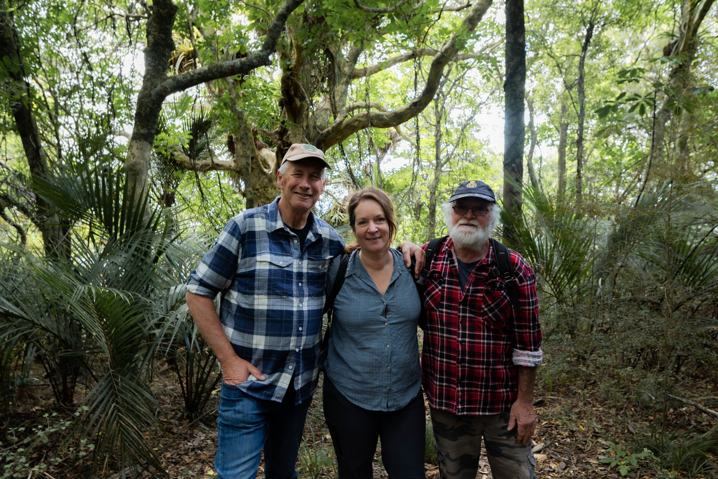 Alan Saunders, Libby McColl and Steve Gurmey from Habitat Tuateawa