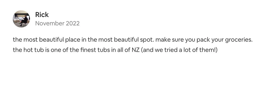 Text message praising a hot tub, mentioning it's one of the finest tubs in New Zealand, dated November 2022.