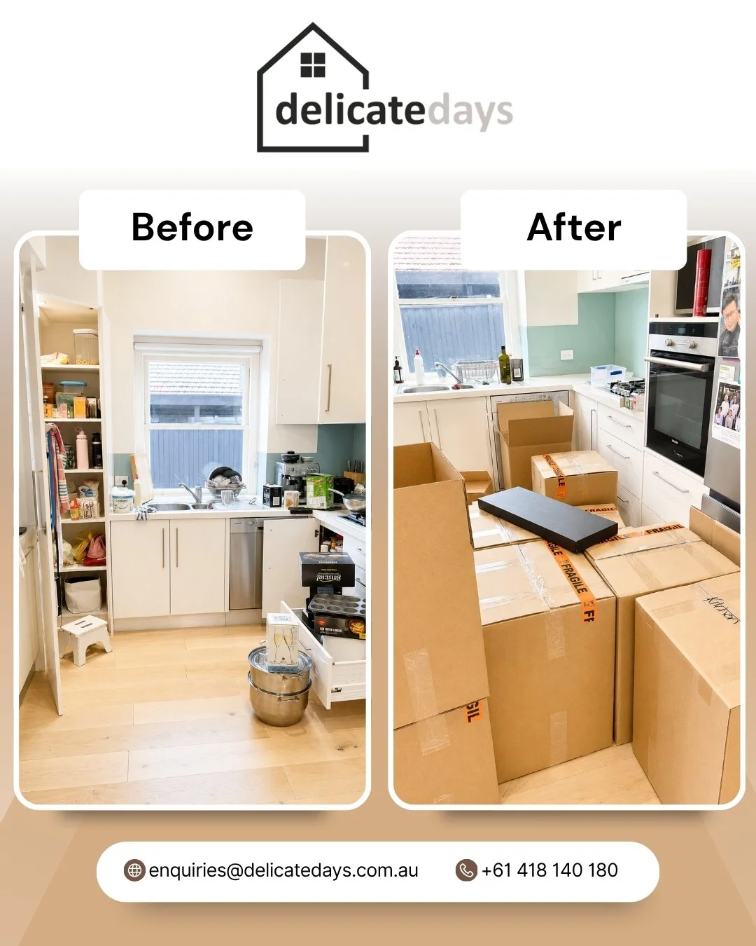 A seamless move starts with thoughtful preparation.

From cluttered spaces to carefully packed boxes, every detail is handled with care to make moving feel calmer, easier, and completely stress-free.

At Delicate Days, we don&rsquo;t just pack homes 