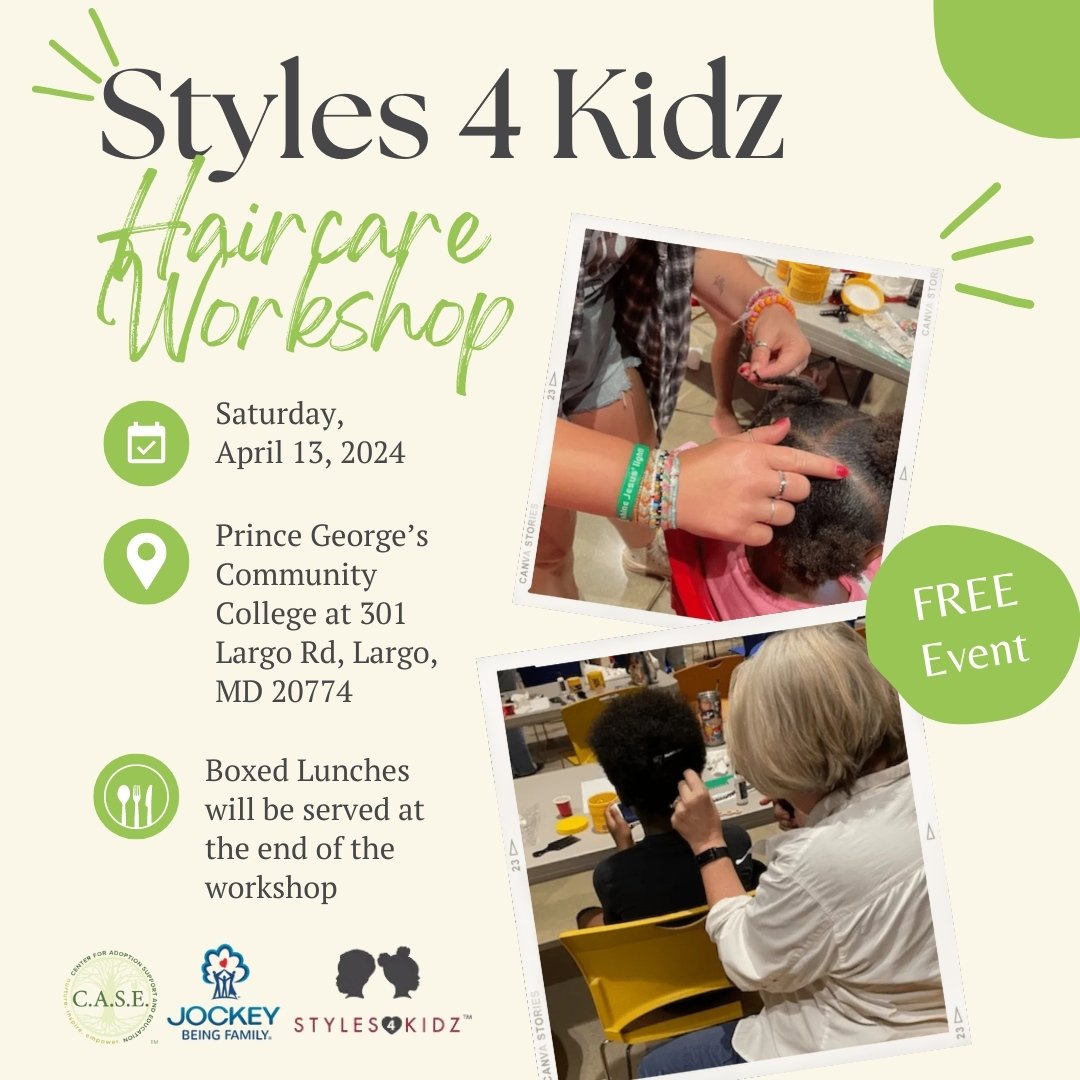 A day of fun and education at the Styles 4 Kidz Haircare Workshop!

📅 When: Saturday, April 13, 2024
📍 Where: Prince George&rsquo;s Community College - @pgccnews

Discover the secrets to maintaining your child's hair with confidence! Learn about te