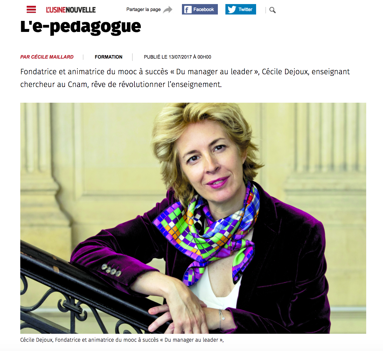 PRESSE : Portrait dans Usine Nouvelle 