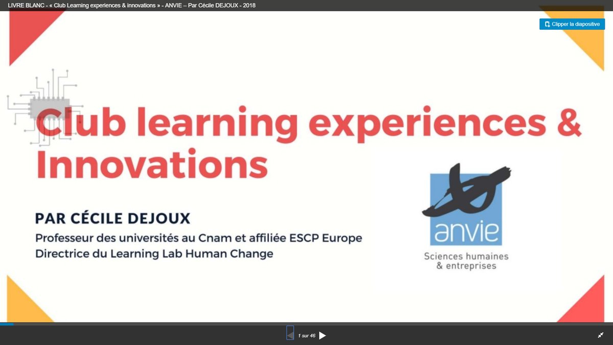 LIVRE BLANC - « Club Learning experiences & innovations » - ANVIE / Par Cécile DEJOUX - 2018