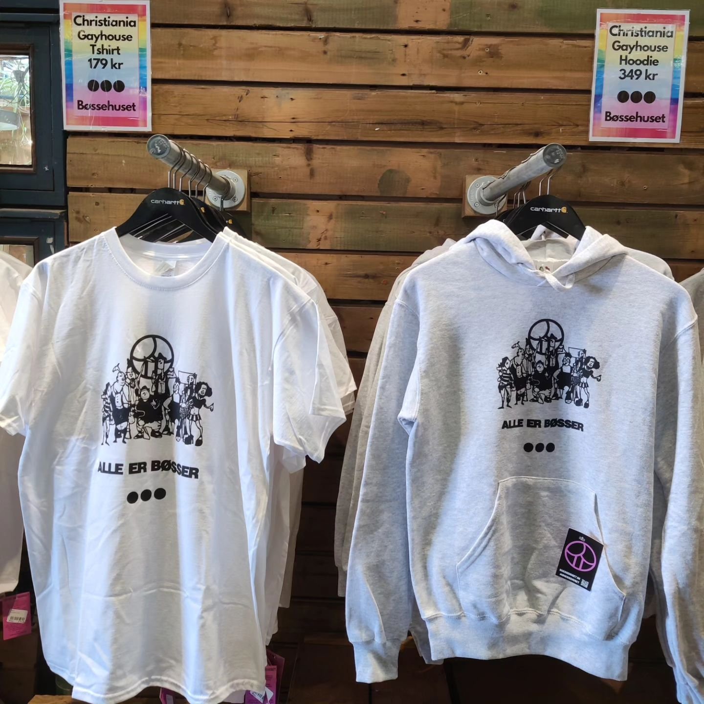 Special edition B&oslash;ssehuset Tshirts og Hoodies til salg her i Den Gr&oslash;nne Genbrugshal.
#cphpride