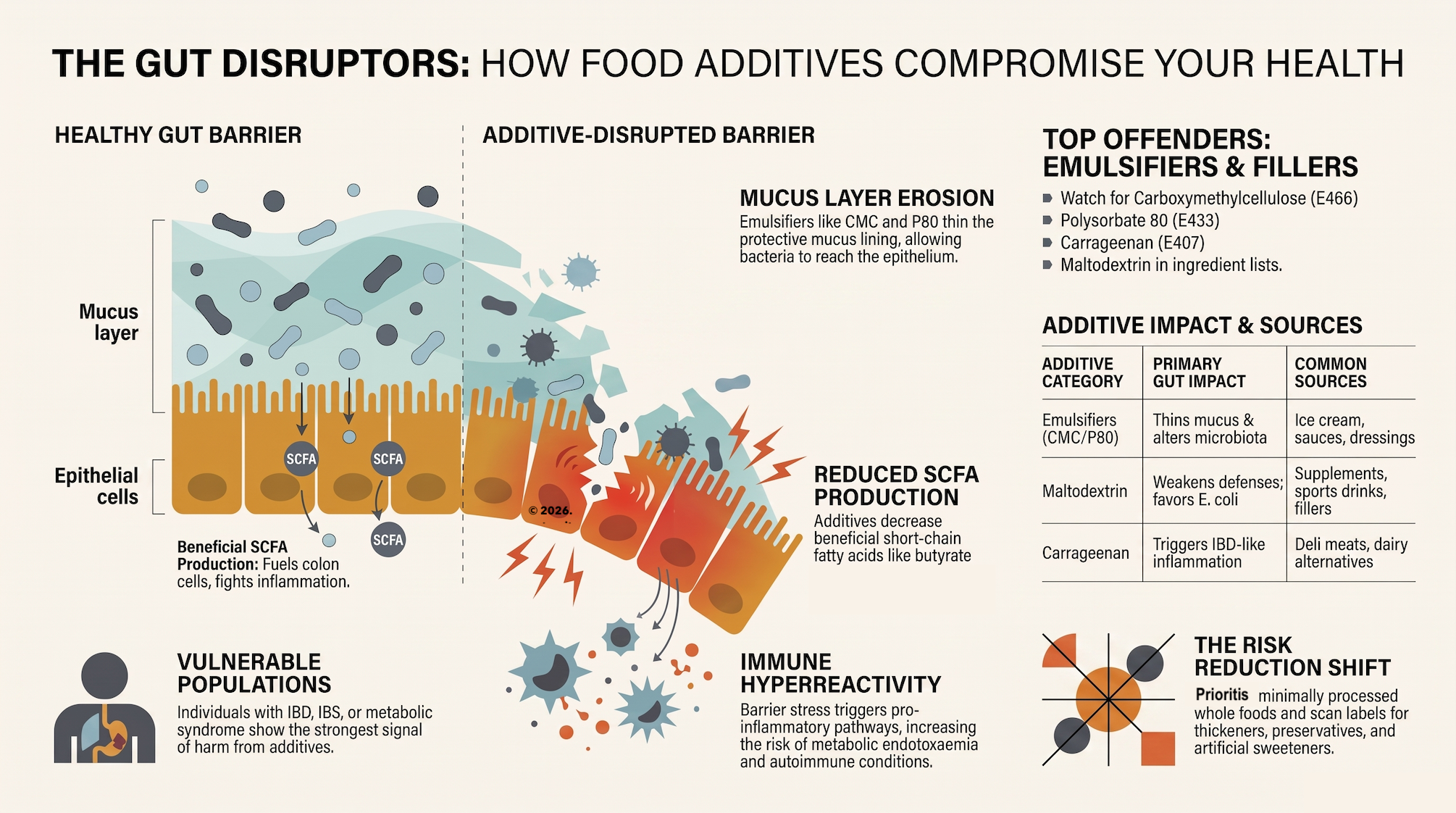 The Hidden Ingredients Reshaping Your Gut: How Food Additives Affect the Microbiome, Barrier and Inflammation