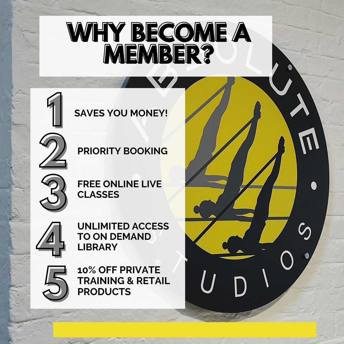 It&rsquo;s the BIG question isn&rsquo;t it? 

WHY, team Absolute, WHY should I become a member? 

Well, aside from Saving Money, Priority Access to classes, FREE online &amp; on demand classes and member only discounts, the answer is C. 

C for Consi