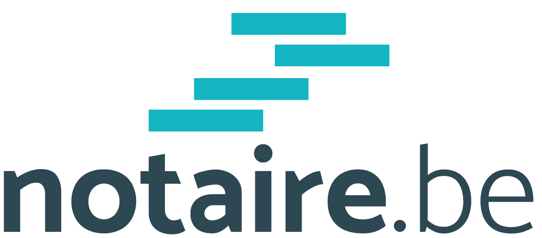 Logo de notaire.be avec des barres bleues ascendant à côté du texte