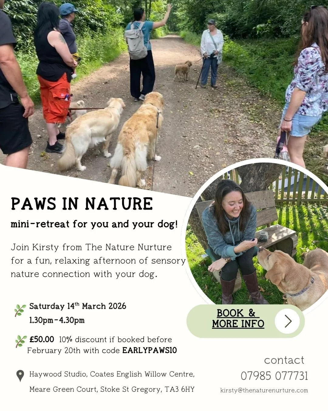 Following our Hampshire success, I'm so excited to share my first Somerset mini-retreat for you and your dog at Coates English Willow Centre!

Guaranteed a unique afternoon out, join me for:
🌿 Guided Sensory Nature Walk

🐾 Learn how hedgerows suppo