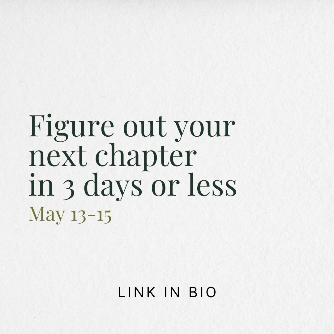 Stop applying for jobs you never wanted in the first place. ⁠
⁠
Join me this weekend, May 13-15, for a free 3 day workshop. You'll understand what's kept you from making a decision. You'l learn a simple process for making big decisions. And you'll le
