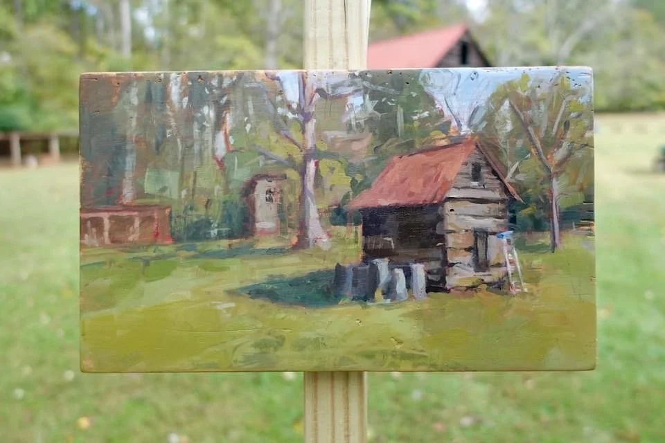 Andrew McWilson painting at Horne Creek Farm
