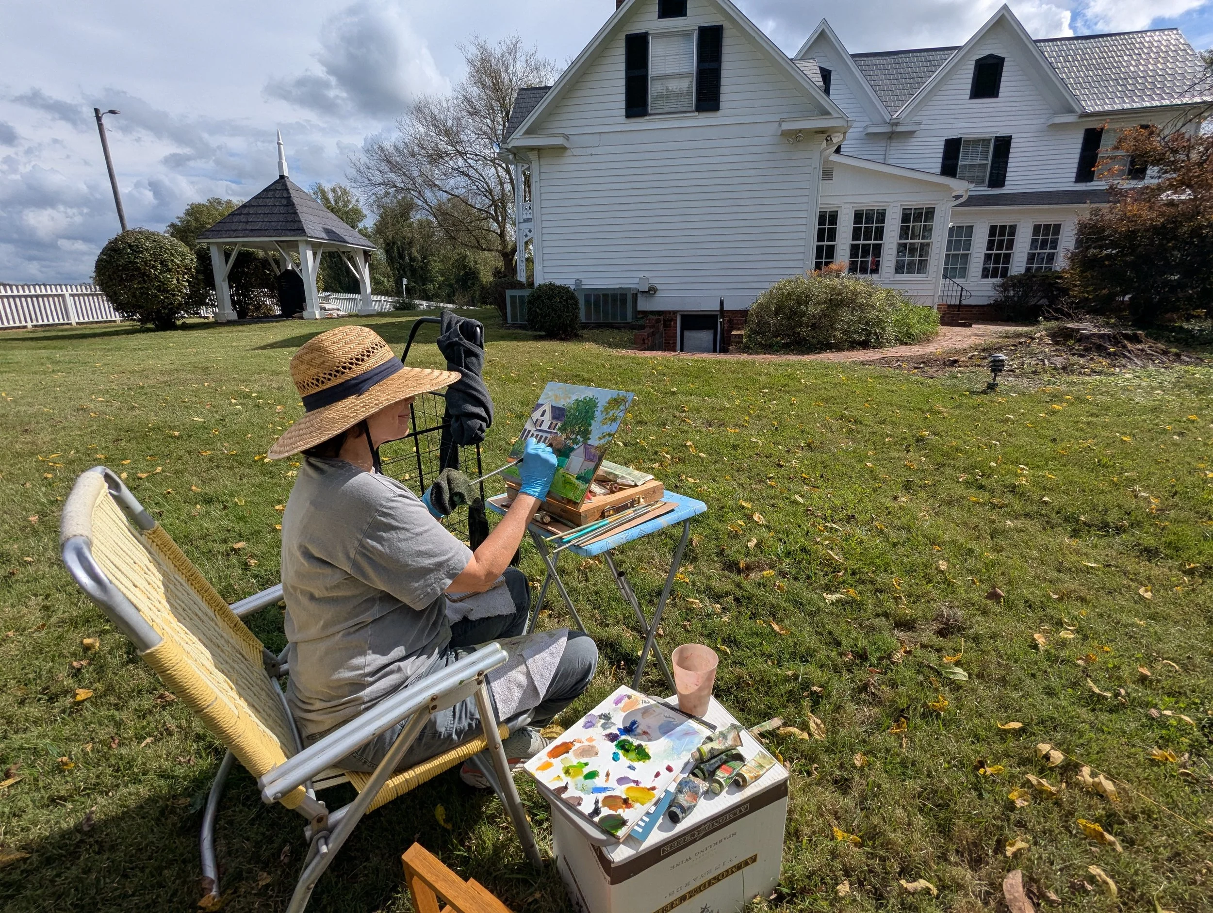 Peggy Petrocy painting at Claymont Hill Farms.