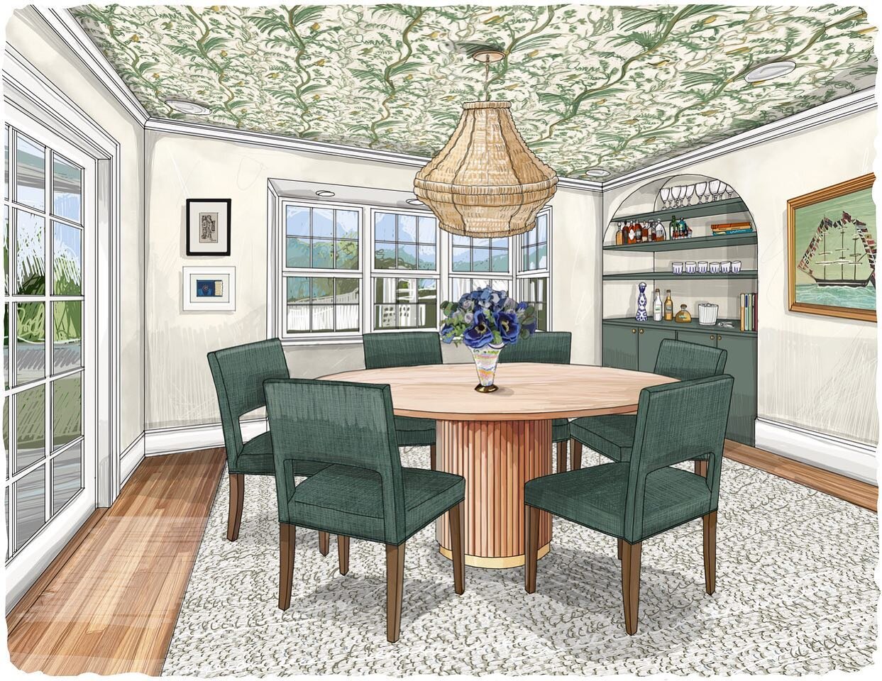 What&rsquo;s your JAM?  This client and I are on the same wave length - modern, clean lines BUT with an unexpected twist - So instead of a traditional blue and on the walls, we are going with green on the ceiling.  Paired with textured neutral walls,