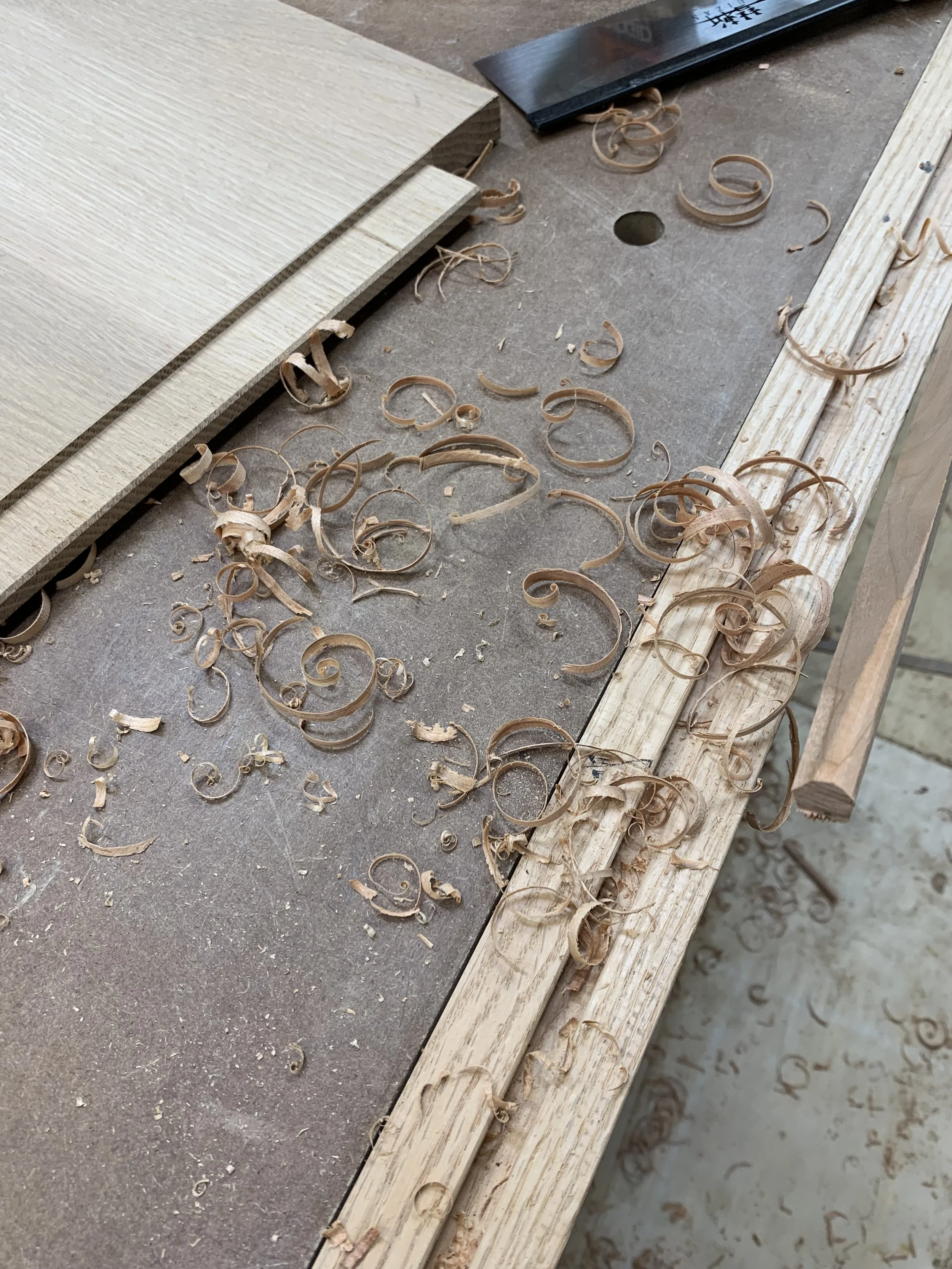 Cherry shavings from the spoke shave