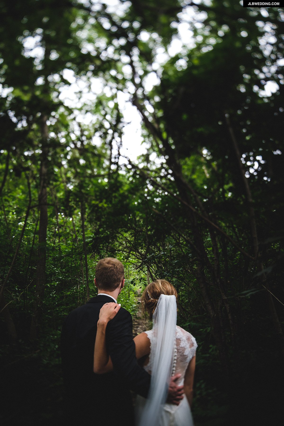 Ann Arbor forest bride and groom