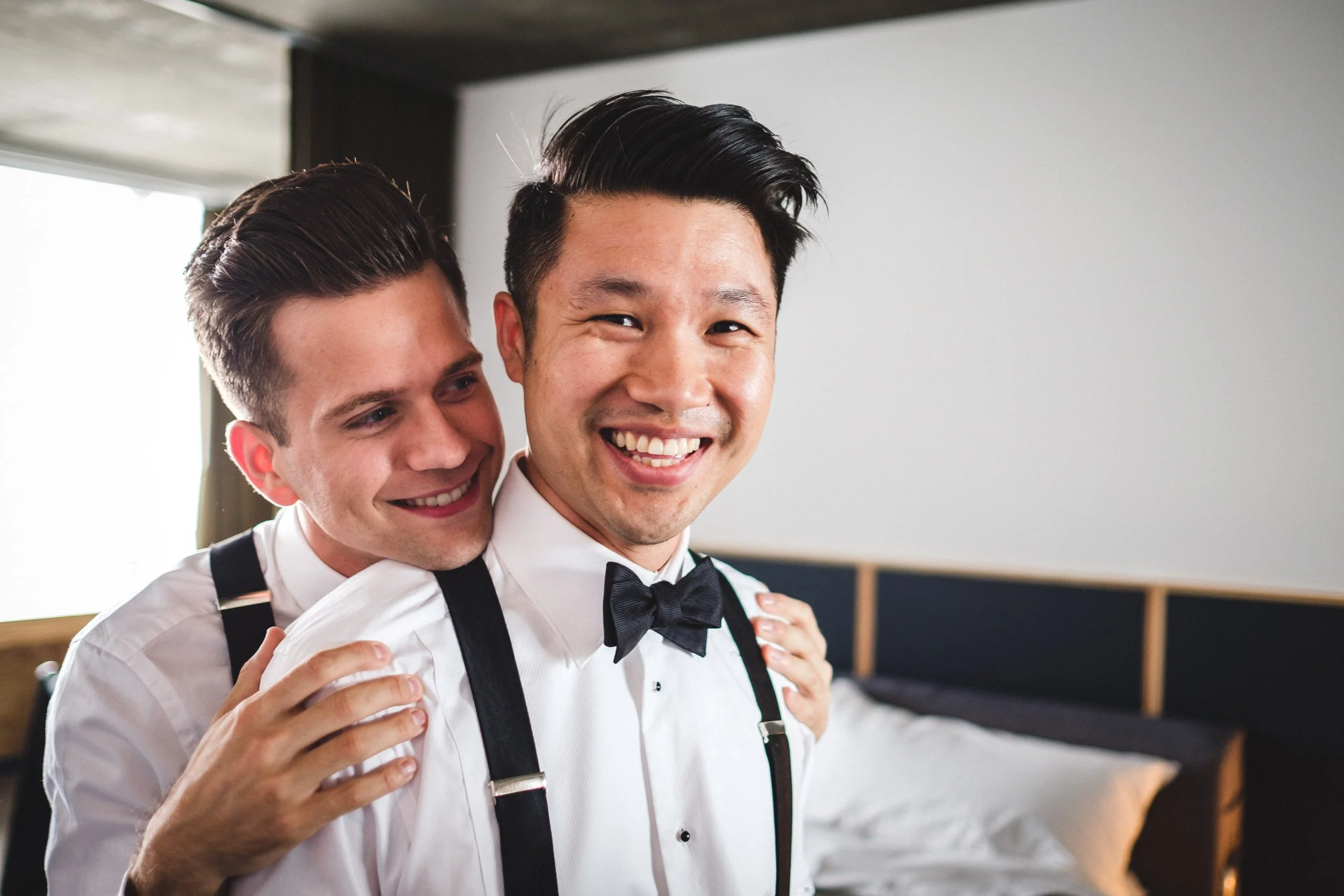 Happy gay couple wedding