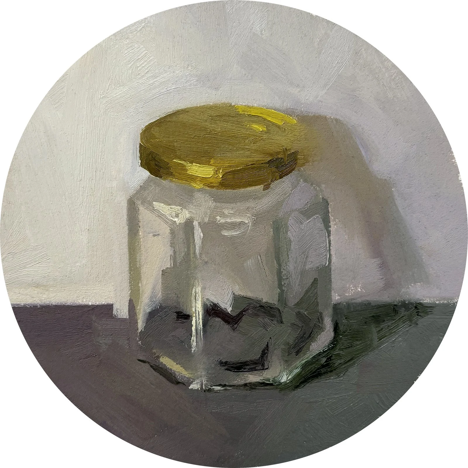 Dark Side, oil on paper on panel, 6" tondo