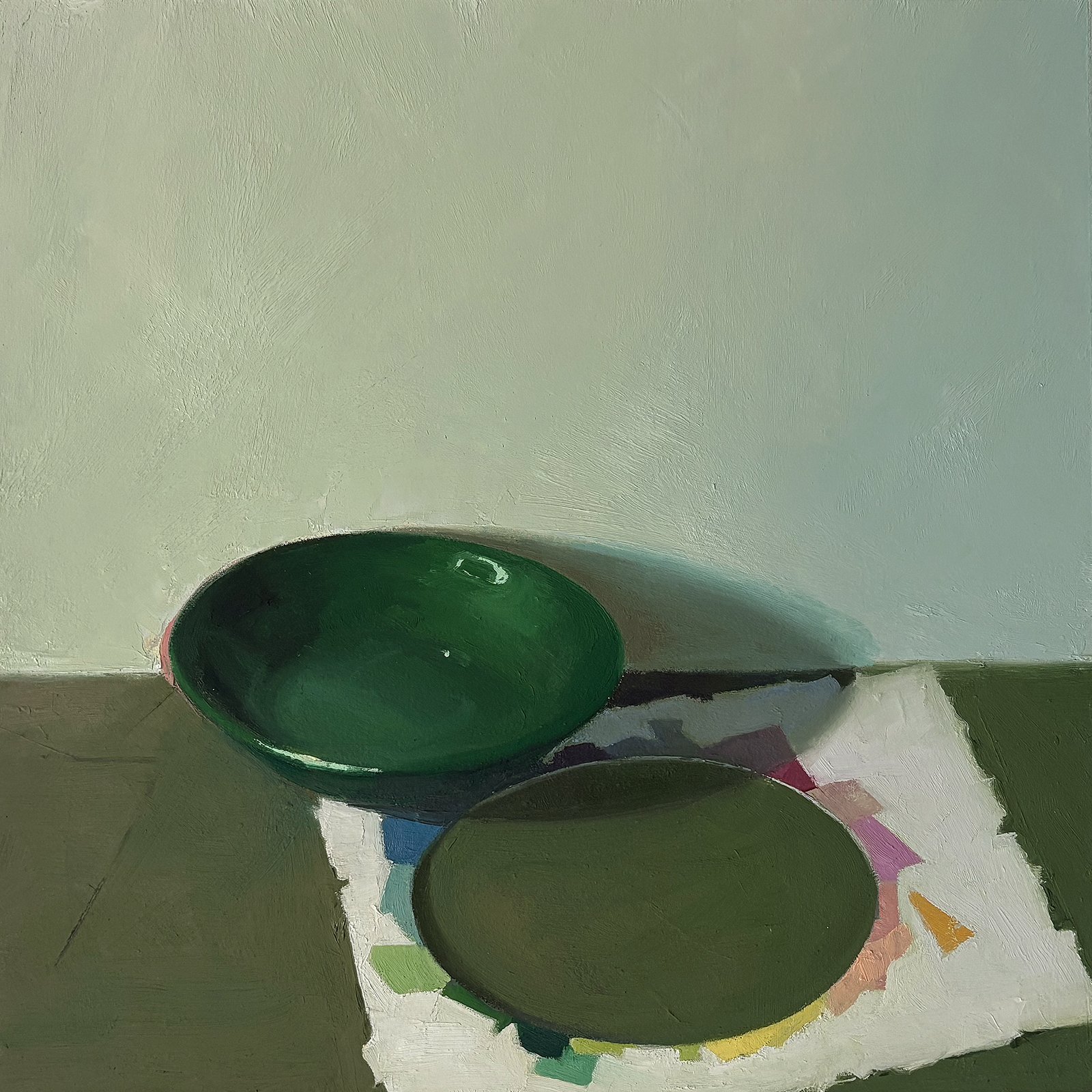 Cyclical, oil on paper on panel, 14" x 14"